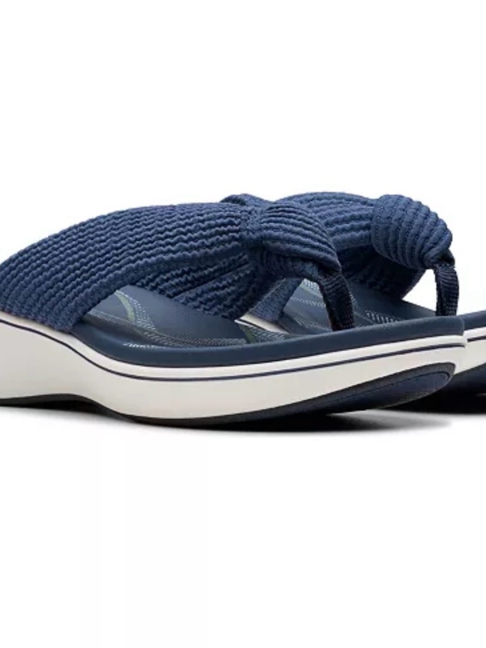 Clarks Navy Knit Knot Thong Sandals